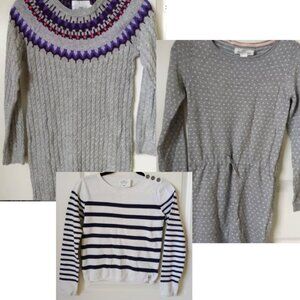 NWT* LOT 3 H&M Girl Kitting Dresses Light Grey Navy Strip Cotton Sweater 10-12Y